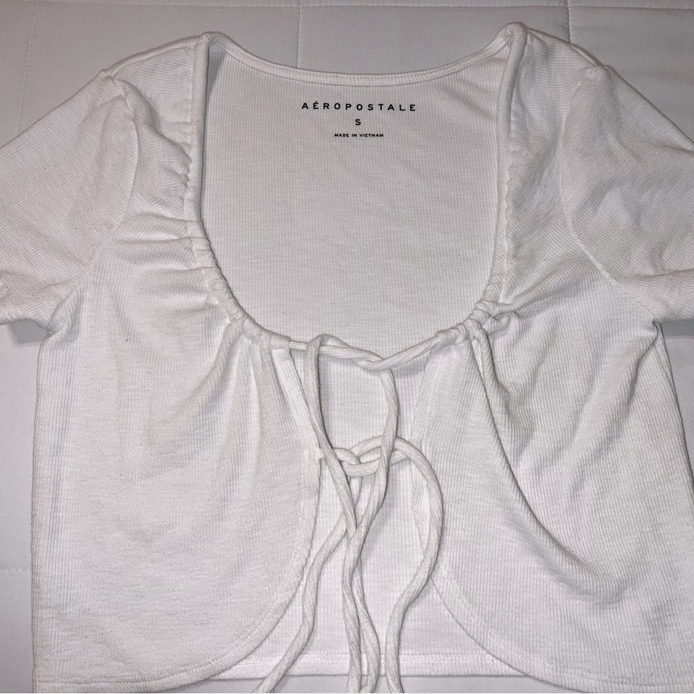 White front-tie crop top